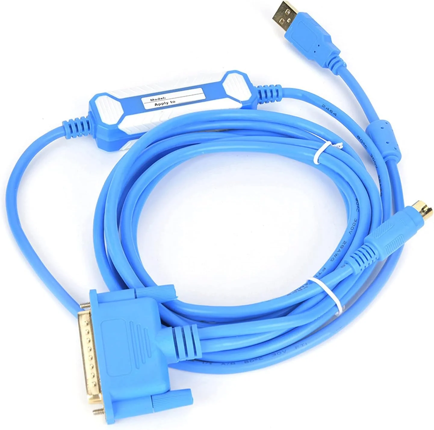 کابل PLC مارهاینچوس آبی USB-SC09، کابل داده مسی خالص با حلقه مغناطیسی محافظ دار، 3 متری صنعتی، برای خط دانلود