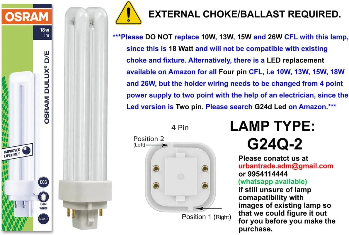 لامپ فلورسنت پی ال سی-دی دی ای اوسرام Ledvance - 18 وات - Dulux D/E - G24q-2 - 4 پین - سفید گرم 2700K - بسته 10 عددی لامپ فلورسنت پی ال سی-دی دی ای اوسرام Ledvance - 18 وات - Dulux D/E - G24q-2 - 4 پین - سفید گرم 2700K - بسته 10 عددی
