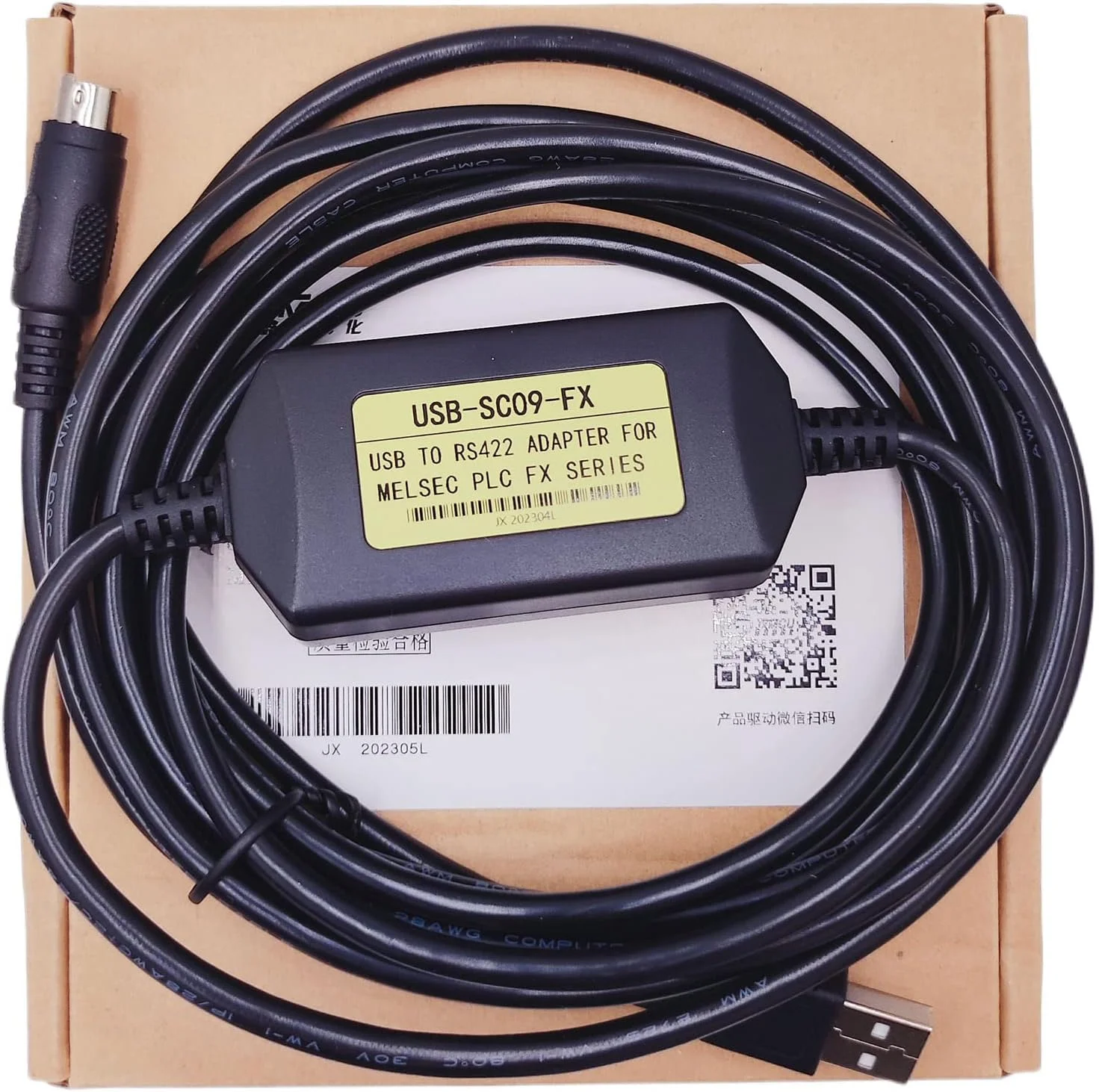 کابل برنامه نویسی USB-SC09-FX LITKEQ برای آداپتور USB به RS422 میتسوبیشی MELSEC، برای PLC میتسوبیشی FX3U و سری FX FX2N/FX1N/1S/FX3U/3GA