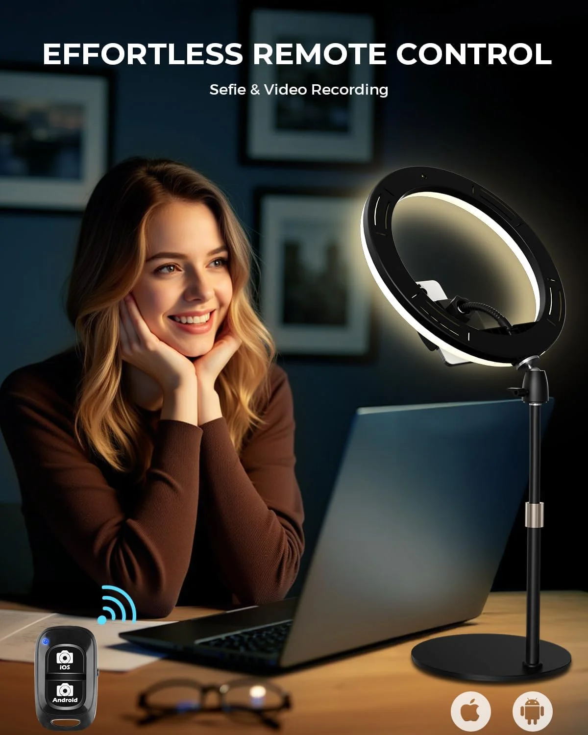 نور حلقه ای رومیزی 12 اینچی UBeesize با پایه و نگهدارنده تلفن - نور استودیویی قابل تنظیم برای عکاسی، جلسات زوم، یوتیوب، TikTok، پخش زنده نور حلقه ای رومیزی 12 اینچی UBeesize با پایه و نگهدارنده تلفن - نور استودیویی قابل تنظیم برای عکاسی، جلسات زوم، یوتیوب، TikTok، پخش زنده