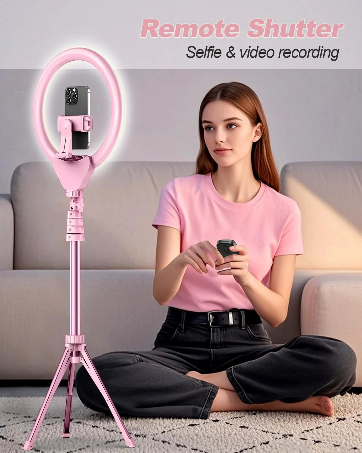 حلقه نور سلفی 12 اینچی UBeesize با پایه سه پایه 62 اینچی برای ضبط ویدیو، پخش زنده (یوتیوب، اینستاگرام، تیک تاک)، سازگار با تلفن ها، دوربین ها و وب کم ها - صورتی حلقه نور سلفی 12 اینچی UBeesize با پایه سه پایه 62 اینچی برای ضبط ویدیو، پخش زنده (یوتیوب، اینستاگرام، تیک تاک)، سازگار با تلفن ها، دوربین ها و وب کم ها - صورتی