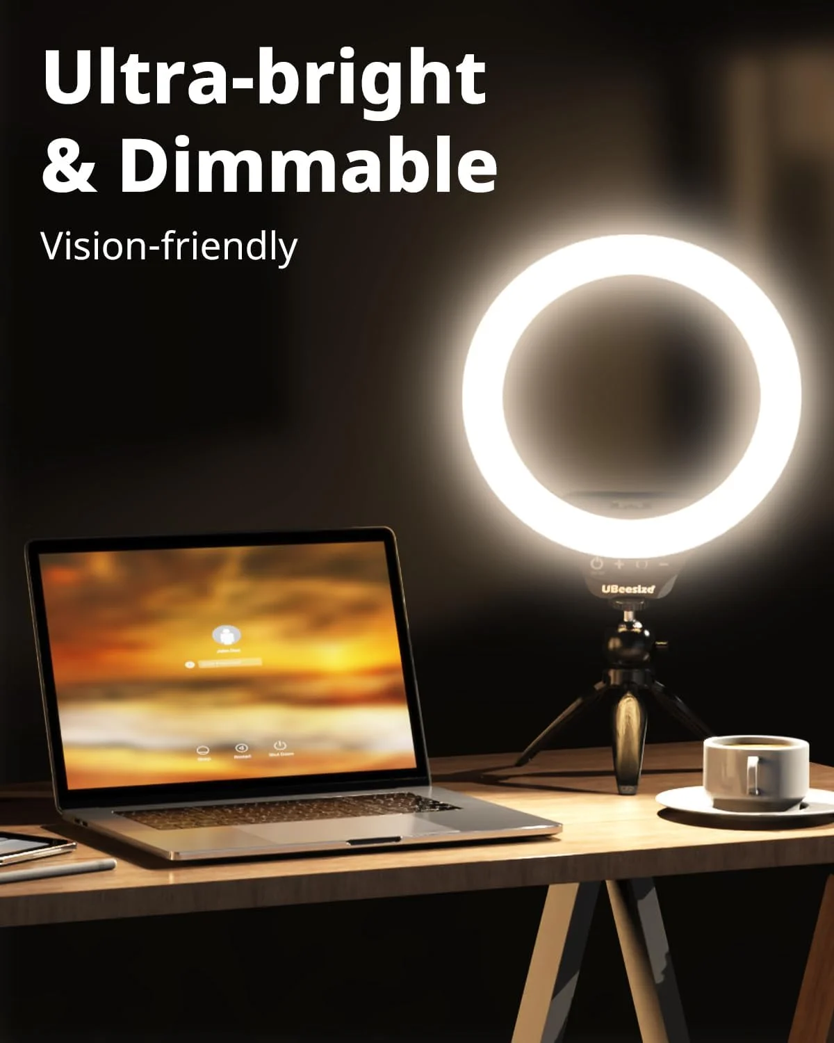 نور حلقه ای سلفی 10 اینچی UBeesize با پایه سه پایه و نگهدارنده تلفن همراه، نور دایره ای LED رومیزی قابل تنظیم برای پخش زنده/آرایش/یوتیوب/تیک تاک، سازگار با تلفن های iOS و Android، مشکی نور حلقه ای سلفی 10 اینچی UBeesize با پایه سه پایه و نگهدارنده تلفن همراه، نور دایره ای LED رومیزی قابل تنظیم برای پخش زنده/آرایش/یوتیوب/تیک تاک، سازگار با تلفن های iOS و Android، مشکی