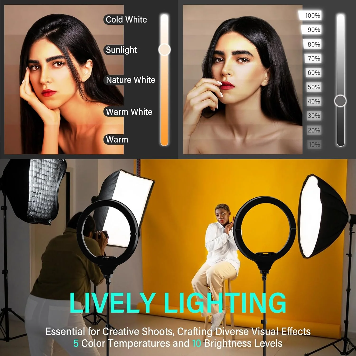 نور حلقه ای تاشو 14 اینچی UBeesize با پایه سه پایه 62 اینچی و نگهدارنده تلفن، نور حلقه ای LED سلفی برای آیفون با ریموت، نور دایره ای برای Tiktok/YouTube/عکاسی/آرایش/پخش زنده نور حلقه ای تاشو 14 اینچی UBeesize با پایه سه پایه 62 اینچی و نگهدارنده تلفن، نور حلقه ای LED سلفی برای آیفون با ریموت، نور دایره ای برای Tiktok/YouTube/عکاسی/آرایش/پخش زنده