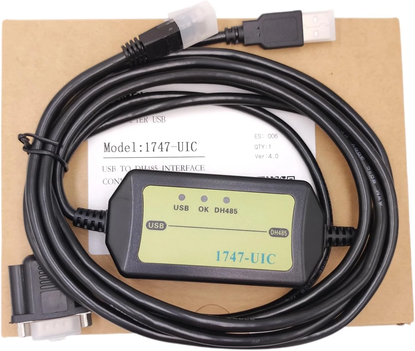 کابل برنامه نویسی LITKEQ 1747-UIC برای PLC های AB سری SLC5/01/02/03/05 و Micrologix 1000، USB به DH485/RS485/RS232، جایگزین Allen Bradley 1747-UIC