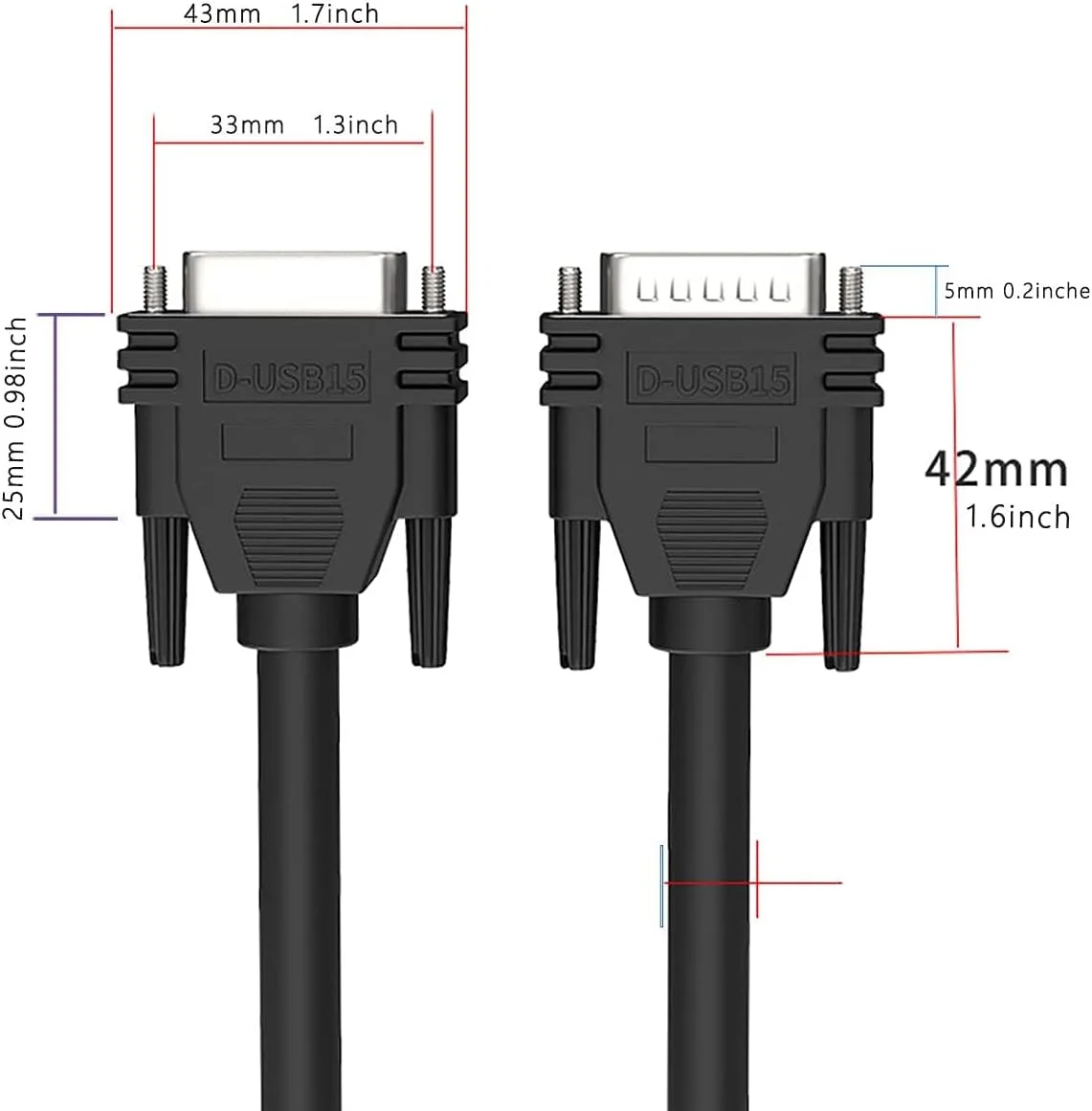 Excefore DB15 Cabel Male to Female Double Shielded 10ft/3M,DB 15 Extension Cable Black, 26awg Tinned Copper D-SUB 15 pin Straight Through Cord for CNC, UPS, PLC, Driver