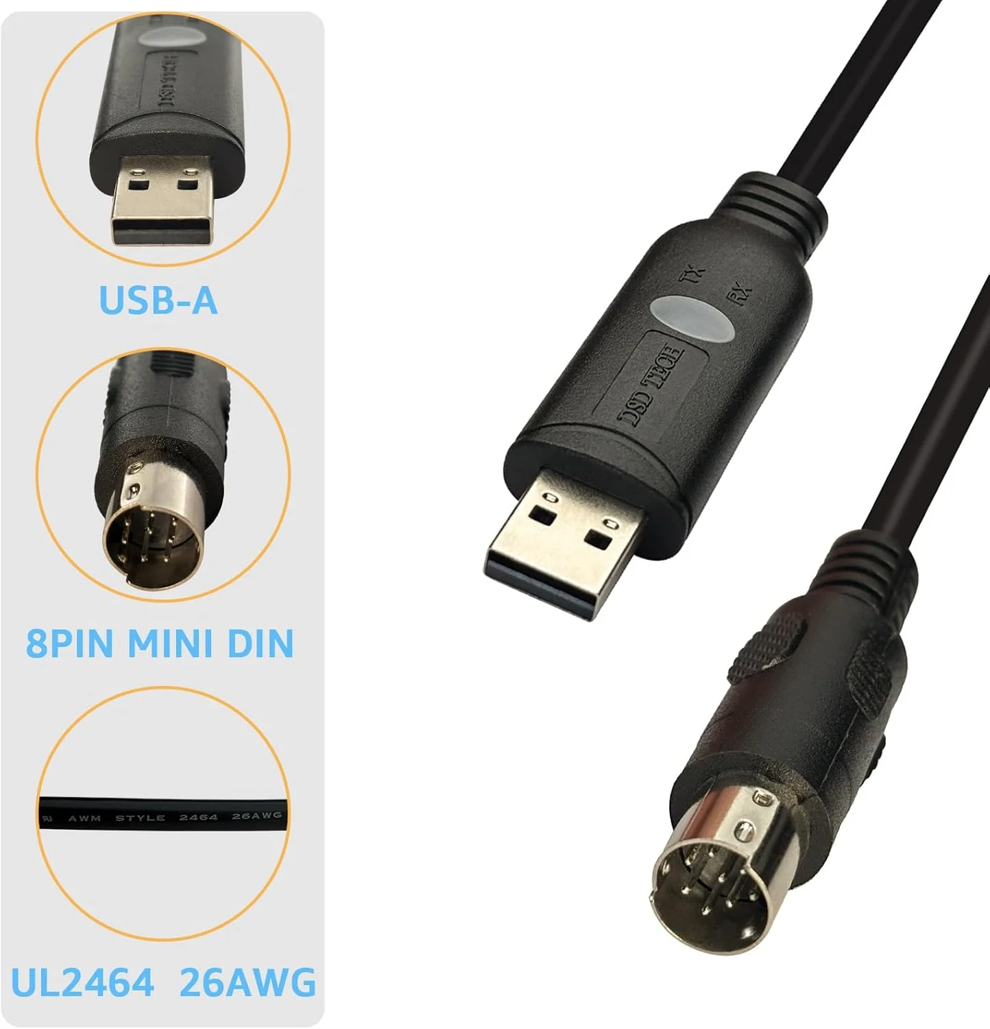 کابل برنامه نویسی USB به RS422 مدل DSD TECH SH-P8V برای PLC های میتسوبیشی سری FX3U و FX - طول 1.5 متر کابل برنامه نویسی USB به RS422 مدل DSD TECH SH-P8V برای PLC های میتسوبیشی سری FX3U و FX - طول 1.5 متر