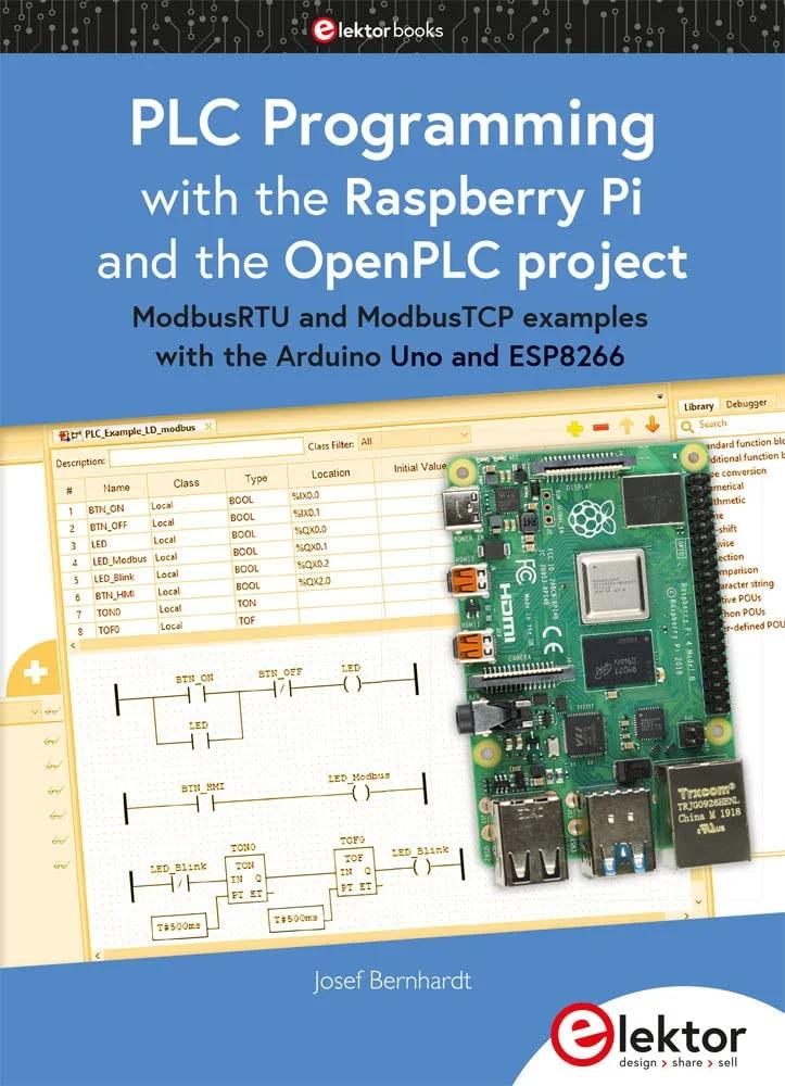 برنامه‌نویسی PLC با رزبری پای و پروژه OpenPLC از Elektor Verlag: مثال‌های ModbusRTU و ModbusTCP با آردوینو Uno و ESP8266