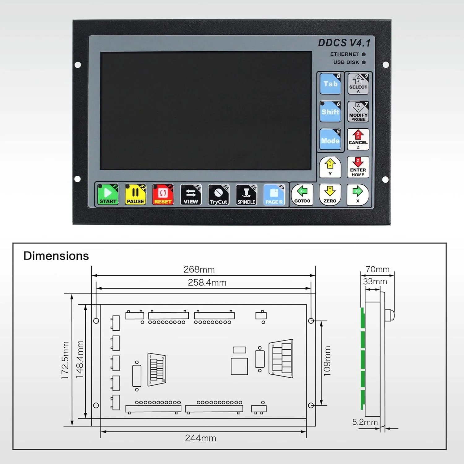 کنترلر آفلاین CNC چهار محور 500 کیلوهرتز DDCSV4.1، سیستم مستقل کنترل حرکت، کنترل موتور پله‌ای سروو PLC + هندویل MPG با E-Stop برای روتر CNC، تراش، دستگاه فرز حکاکی