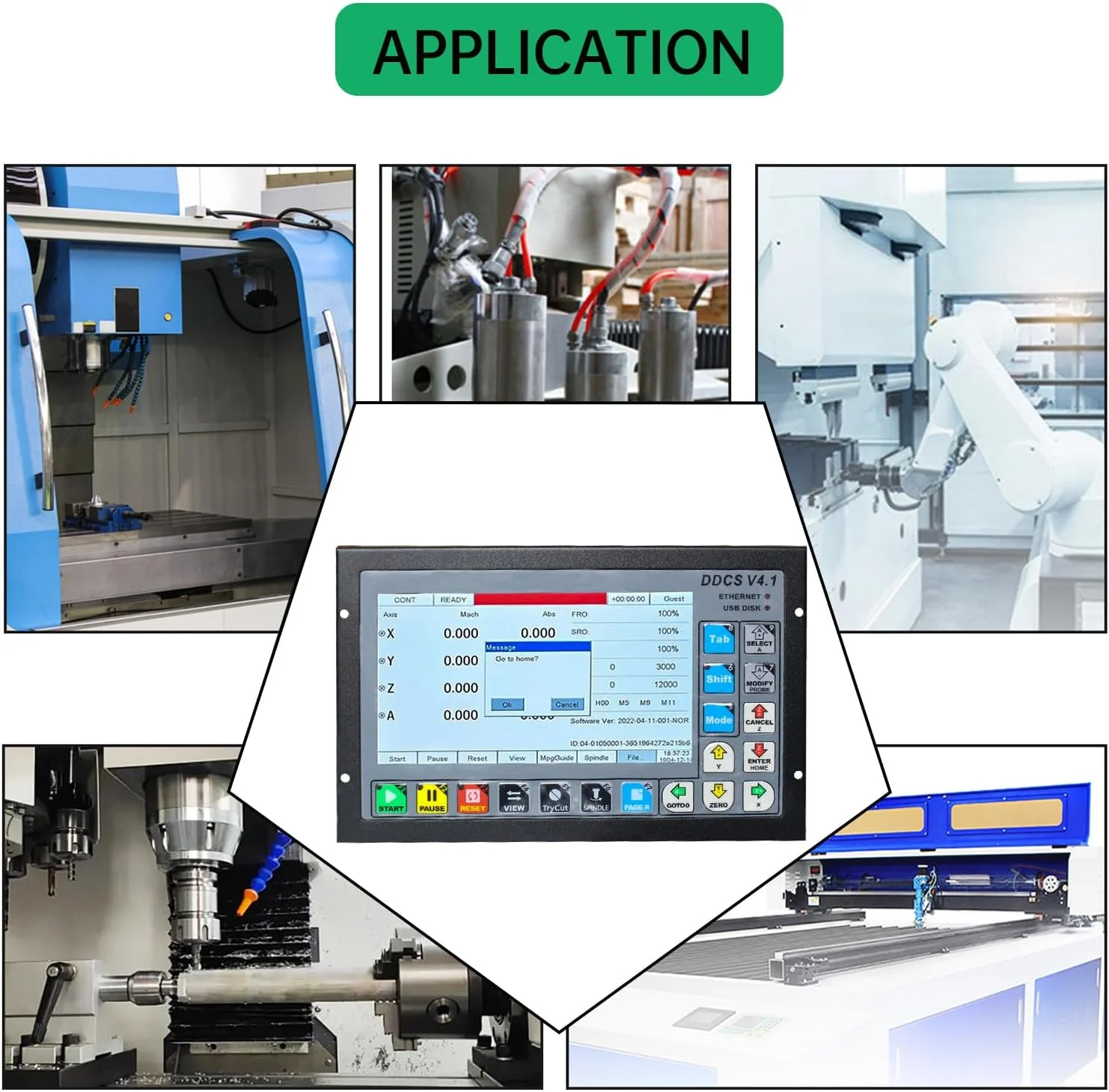 کنترلر آفلاین CNC چهار محور 500 کیلوهرتز DDCSV4.1، سیستم مستقل کنترل حرکت، کنترل موتور پله‌ای سروو PLC + هندویل MPG با E-Stop برای روتر CNC، تراش، دستگاه فرز حکاکی