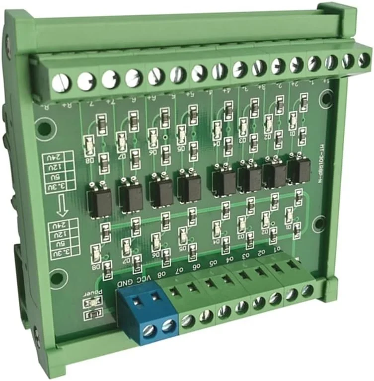 ماژول ایزوله شده اپتوکوپلر 8 کاناله DONGKER، مبدل سیگنال PLC-PNP از DC 24V به 5V، ماژول آداپتور مبدل ولتاژ
