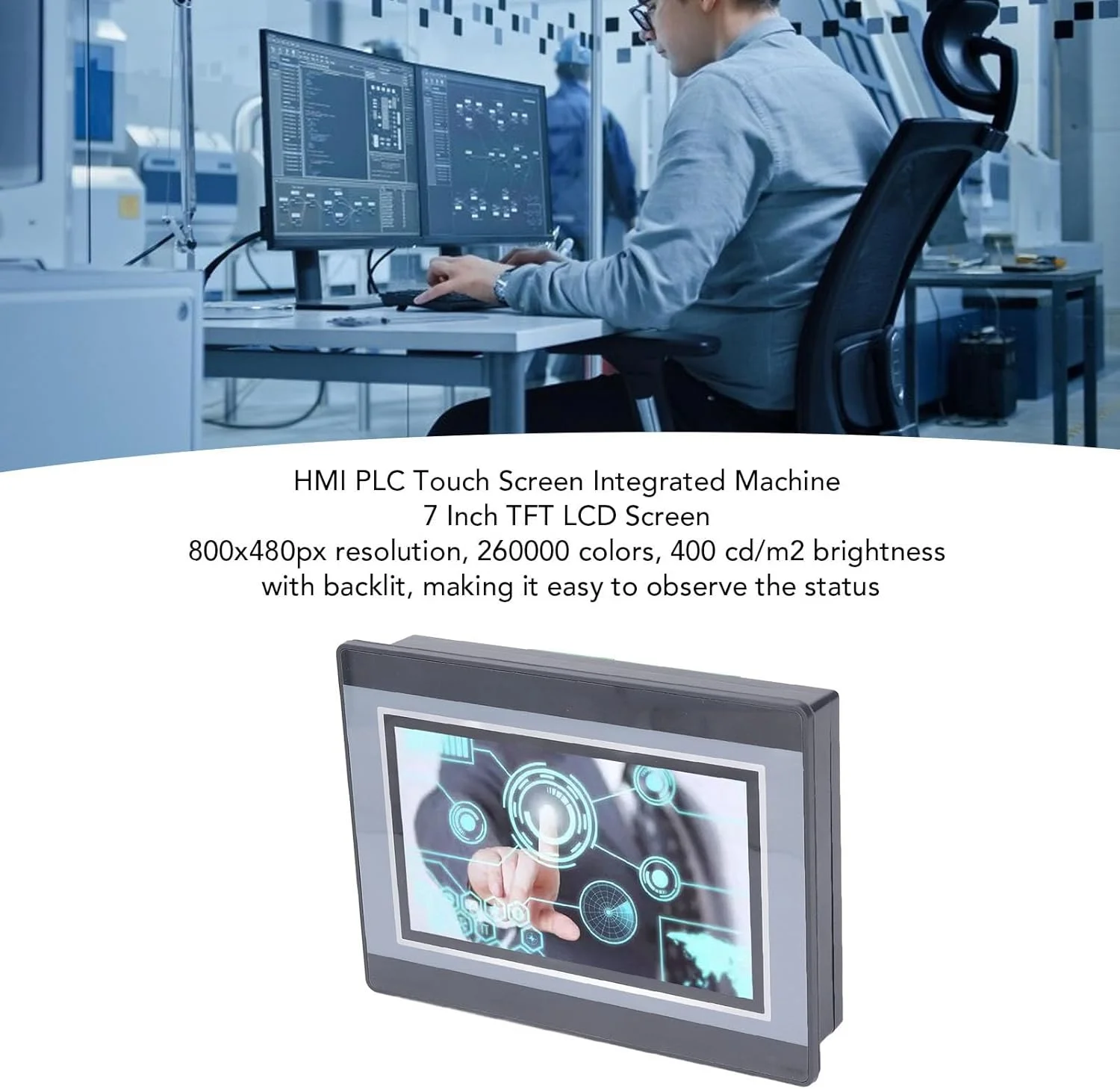 کنترلر منطقی قابل برنامه ریزی PLC با صفحه نمایش لمسی 7 اینچی TFT LCD، مانیتور HMI PLC، برد کنترل 800x480 پیکسل، خروجی رله DC24V 5A، PLC با 12 ورودی و 8 خروجی کنترلر منطقی قابل برنامه ریزی PLC با صفحه نمایش لمسی 7 اینچی TFT LCD، مانیتور HMI PLC، برد کنترل 800x480 پیکسل، خروجی رله DC24V 5A، PLC با 12 ورودی و 8 خروجی
