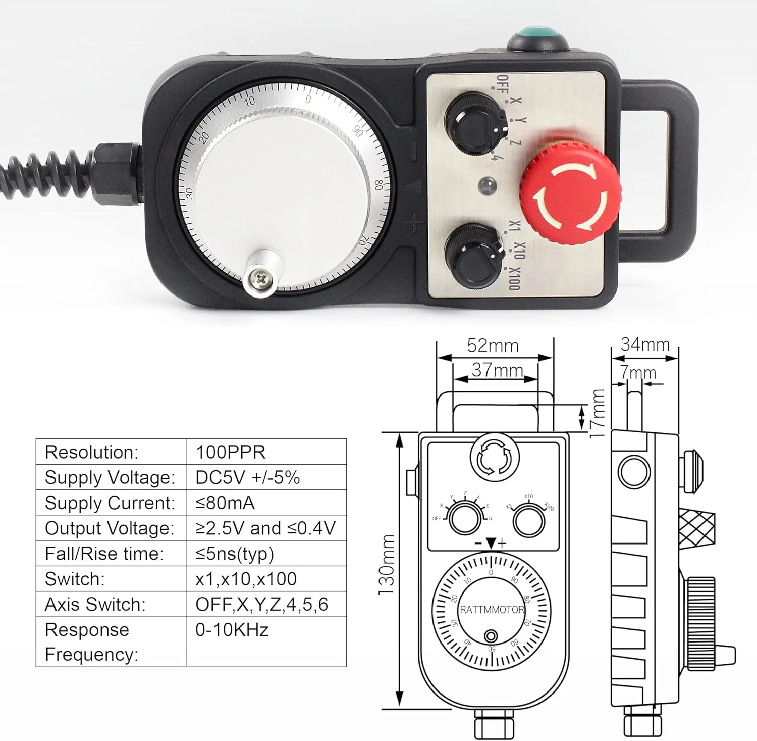 سیستم کنترل CNC مدل RATTMMOTOR DDCS V3.1، کنترلر حرکت آفلاین PLC 500kHz + هندویل CNC 100PPR MPG با سوئیچ توقف اضطراری برای استپر موتور / سروو موتور سیستم کنترل CNC مدل RATTMMOTOR DDCS V3.1، کنترلر حرکت آفلاین PLC 500kHz + هندویل CNC 100PPR MPG با سوئیچ توقف اضطراری برای استپر موتور / سروو موتور
