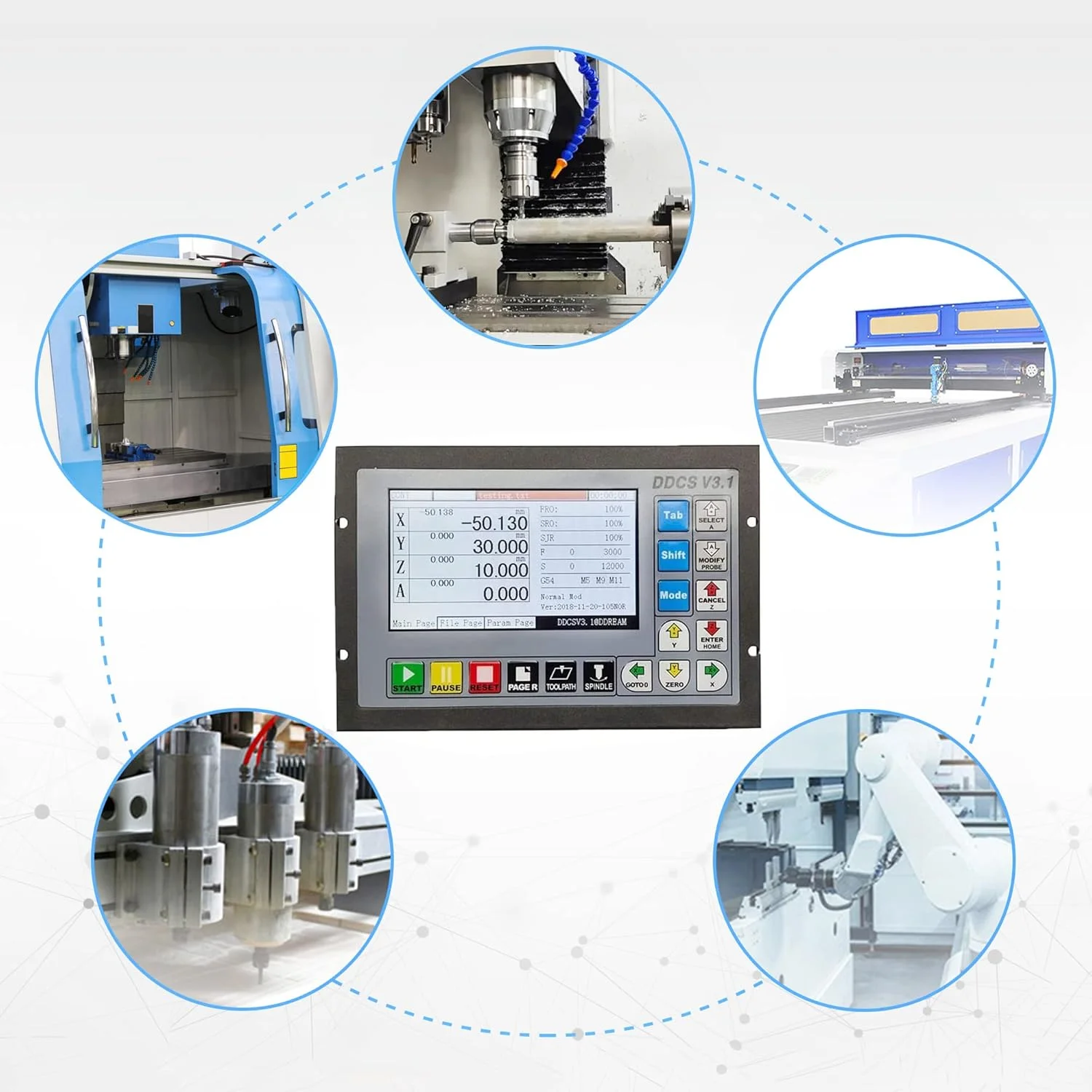 سیستم کنترل CNC مدل RATTMMOTOR DDCS V3.1، کنترلر حرکت آفلاین PLC 500kHz + هندویل CNC 100PPR MPG با سوئیچ توقف اضطراری برای استپر موتور / سروو موتور سیستم کنترل CNC مدل RATTMMOTOR DDCS V3.1، کنترلر حرکت آفلاین PLC 500kHz + هندویل CNC 100PPR MPG با سوئیچ توقف اضطراری برای استپر موتور / سروو موتور