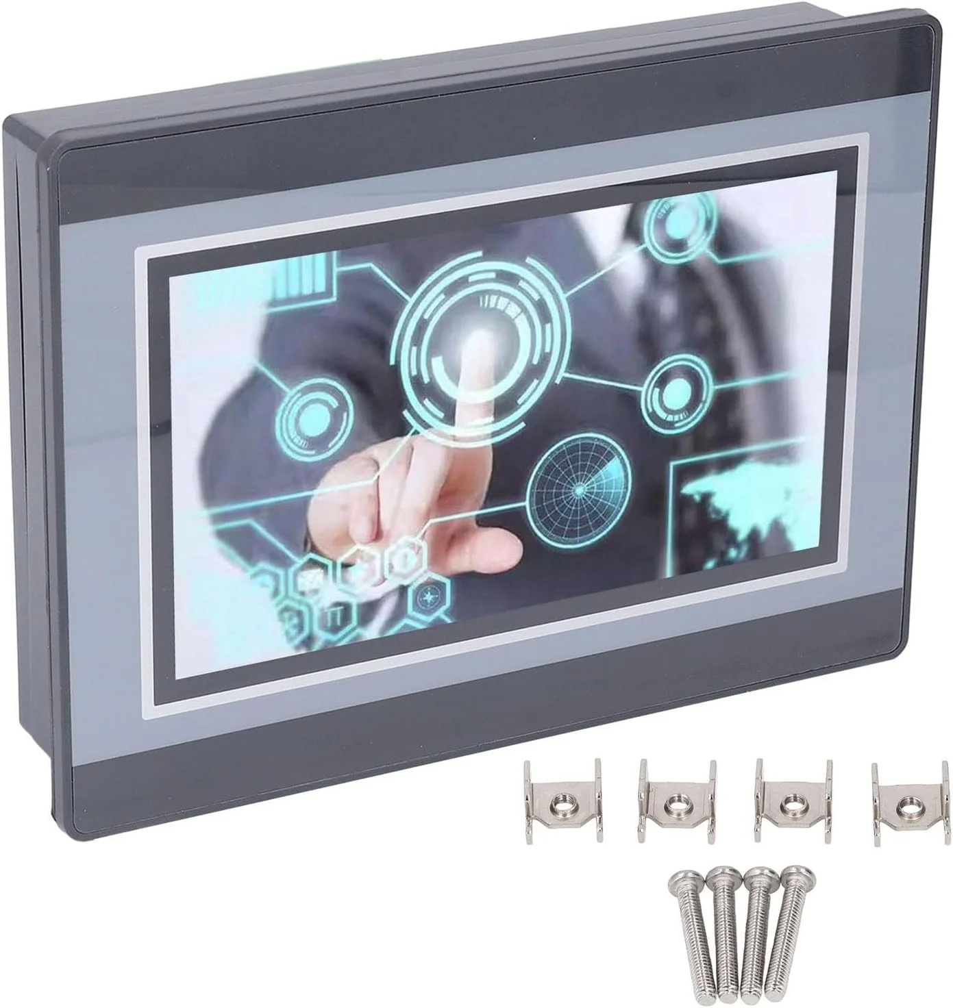 HMI PLC صفحه نمایش لمسی 7 اینچی TFT LCD با خروجی رله در 12 ورودی 8 خروجی PLC با سرعت بالا کنترل شمارش DC24V 5A، پیش فرض