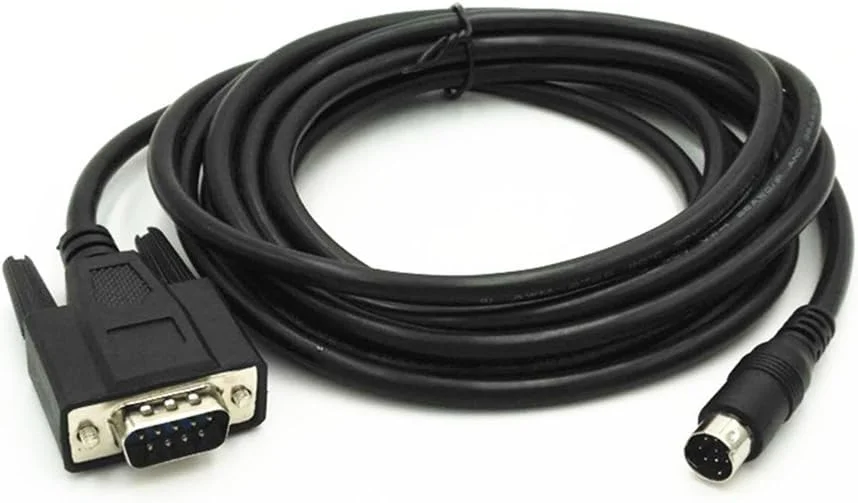 کابل آداپتور برنامه نویسی PLC کانکتور XJS Mini Din Male به طول 3 متر (RS232 DB9 به 8P)