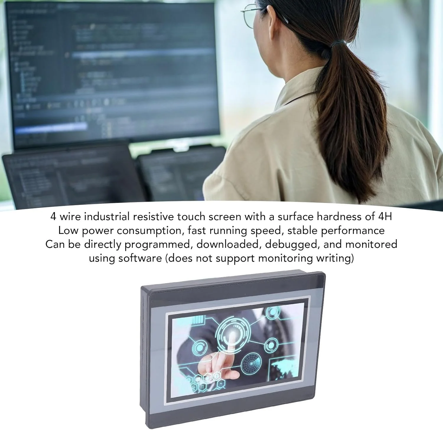 HMI PLC همه در یک، نمایشگر 7 اینچی TFT LCD، کنترلر PLC صفحه لمسی با خروجی رله 12 ورودی 8 خروجی شمارش سریع، سرعت اجرای بالا، عملکرد پایدار، نصب آسان
