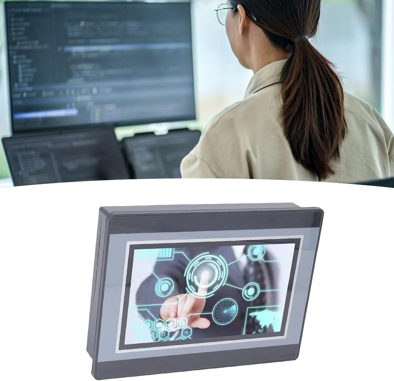 HMI PLC صفحه نمایش لمسی 7 اینچی TFT LCD با خروجی رله در 12 ورودی 8 خروجی PLC با سرعت بالا کنترل شمارش DC24V 5A، پیش فرض