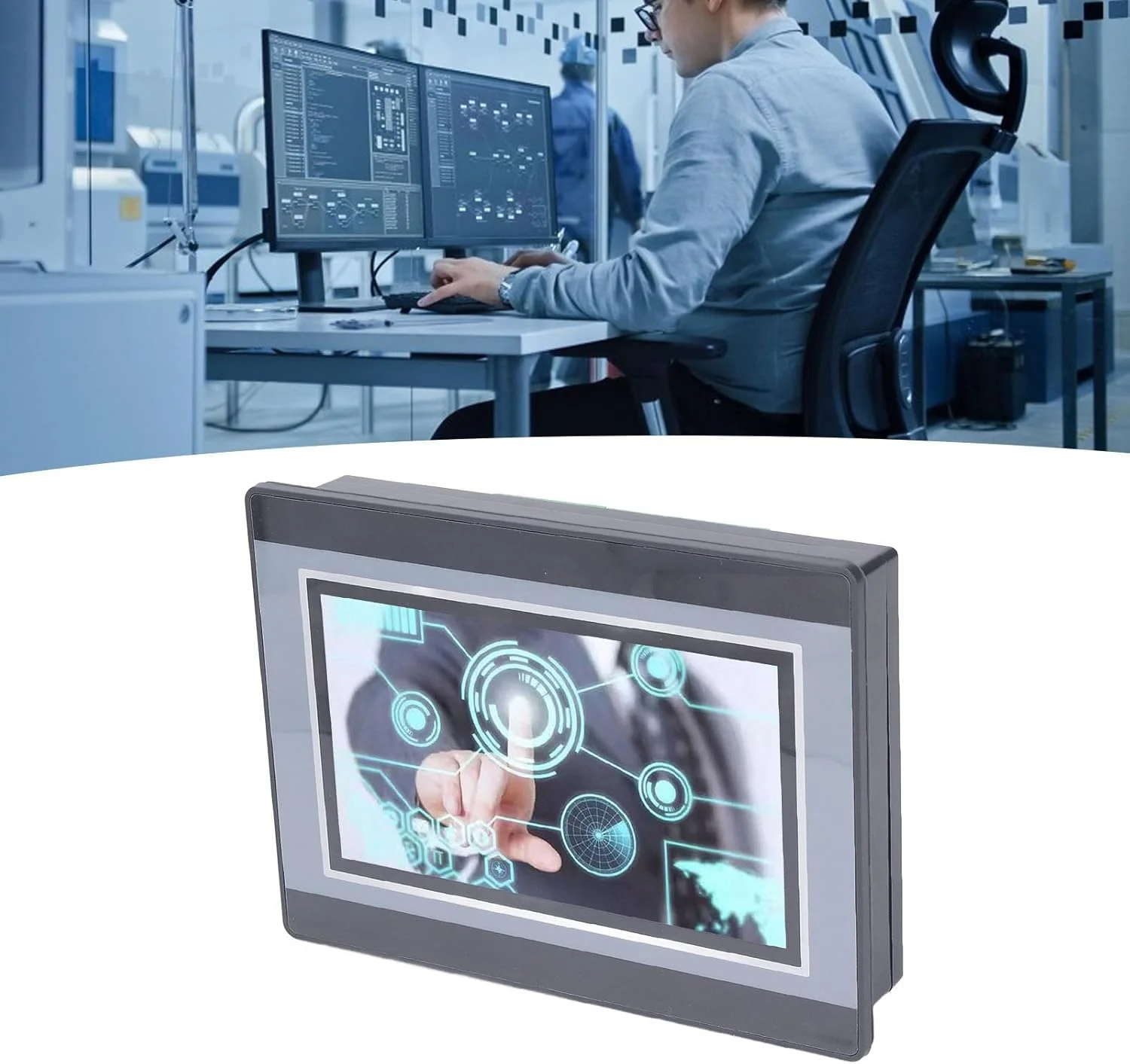 HMI PLC صفحه نمایش لمسی 7 اینچی TFT LCD با خروجی رله در 12 ورودی 8 خروجی PLC با سرعت بالا کنترل شمارش DC24V 5A، پیش فرض