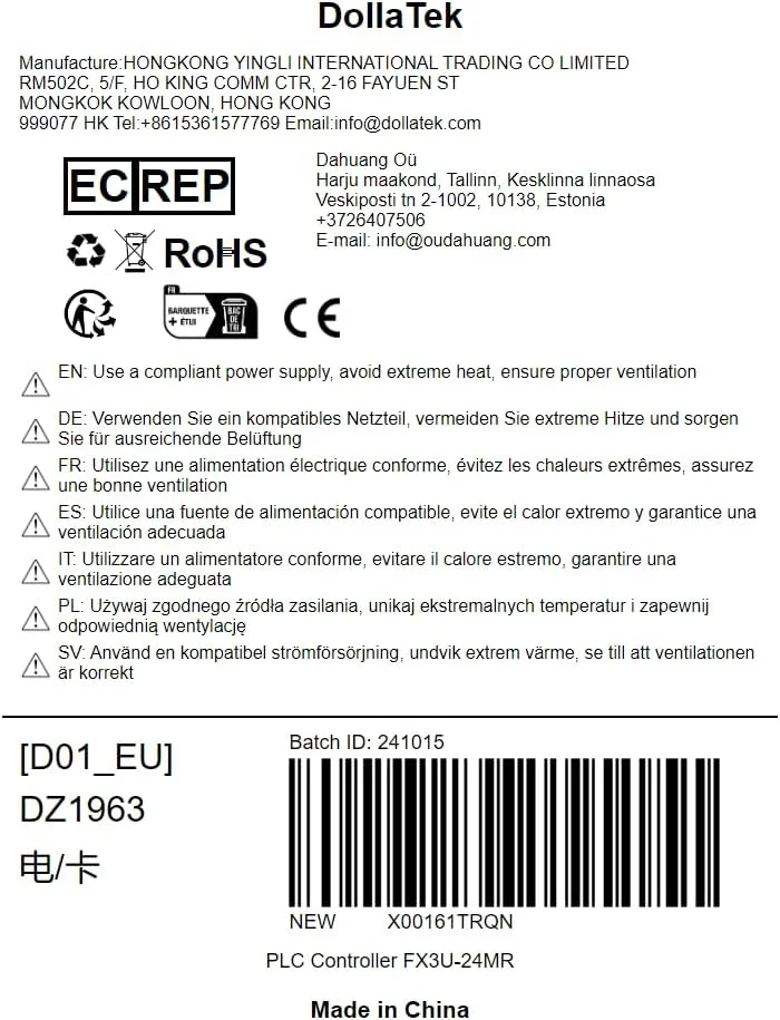 کنترلر منطقی قابل برنامه ریزی DollaTek DC24V PLC مدل FX3U-24MR با خروجی رله برد کنترل صنعتی کنترلر منطقی قابل برنامه ریزی DollaTek DC24V PLC مدل FX3U-24MR با خروجی رله برد کنترل صنعتی