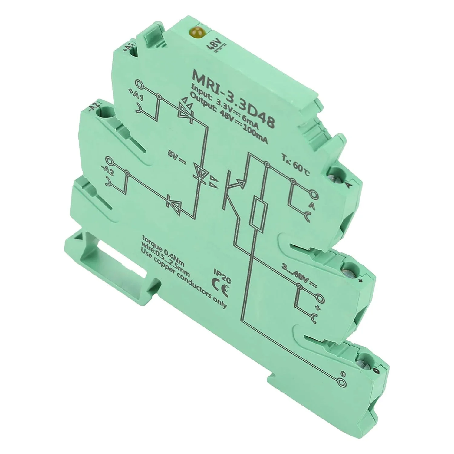 ماژول رله PLC فوق العاده نازک MRI-3.3D 48، رله اپتوکوپلر ایزوله کننده PLC، رله DC باریک، ماژول رله ورودی 3.3VDC خروجی 3-48VDC ماژول رله PLC فوق العاده نازک MRI-3.3D 48، رله اپتوکوپلر ایزوله کننده PLC، رله DC باریک، ماژول رله ورودی 3.3VDC خروجی 3-48VDC