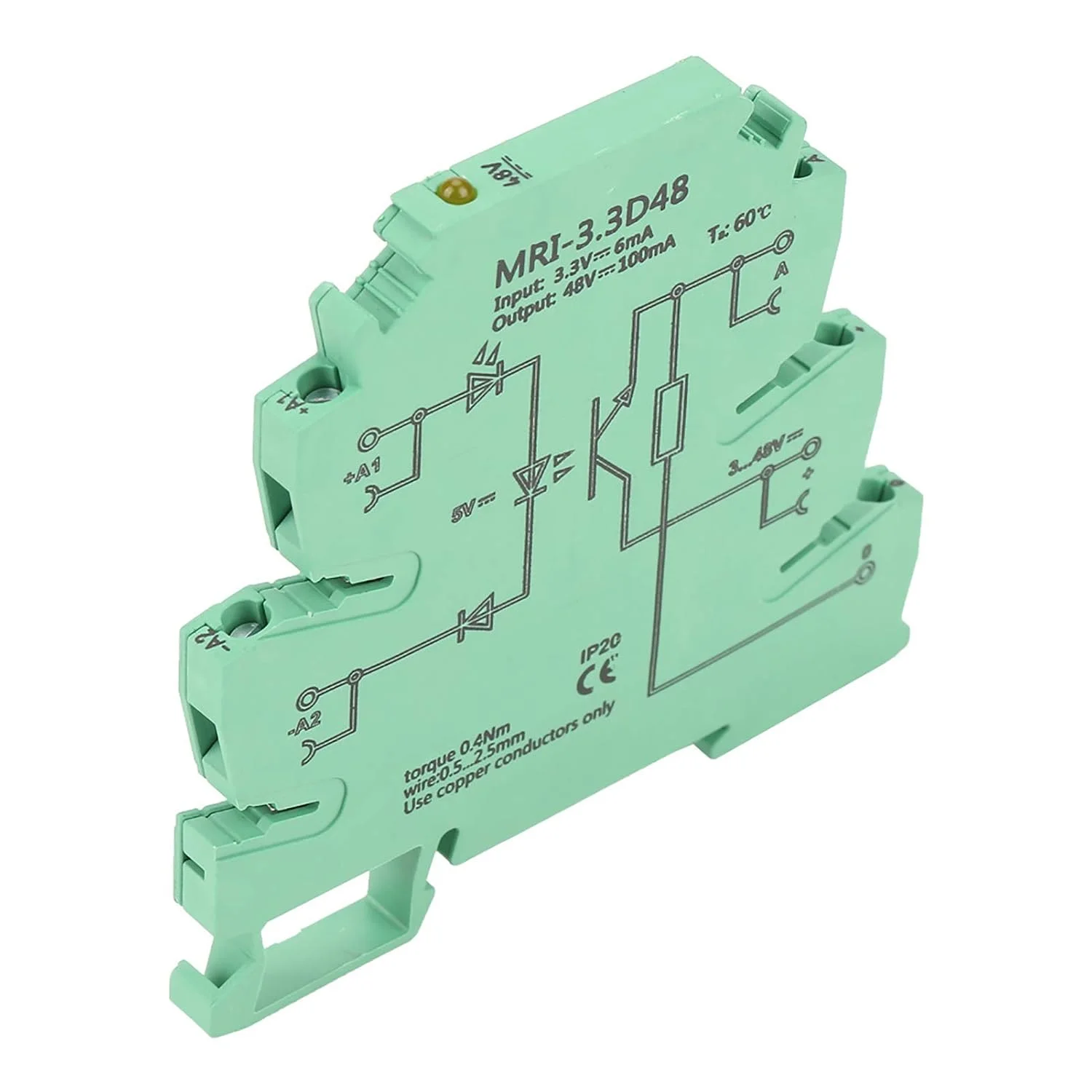 ماژول رله PLC فوق العاده نازک MRI-3.3D 48، رله اپتوکوپلر ایزوله کننده PLC، رله DC باریک، ماژول رله ورودی 3.3VDC خروجی 3-48VDC ماژول رله PLC فوق العاده نازک MRI-3.3D 48، رله اپتوکوپلر ایزوله کننده PLC، رله DC باریک، ماژول رله ورودی 3.3VDC خروجی 3-48VDC