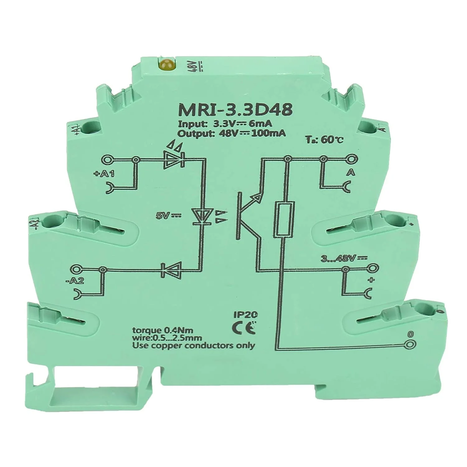 ماژول رله PLC فوق العاده نازک MRI-3.3D 48، رله اپتوکوپلر ایزوله کننده PLC، رله DC باریک، ماژول رله ورودی 3.3VDC خروجی 3-48VDC ماژول رله PLC فوق العاده نازک MRI-3.3D 48، رله اپتوکوپلر ایزوله کننده PLC، رله DC باریک، ماژول رله ورودی 3.3VDC خروجی 3-48VDC