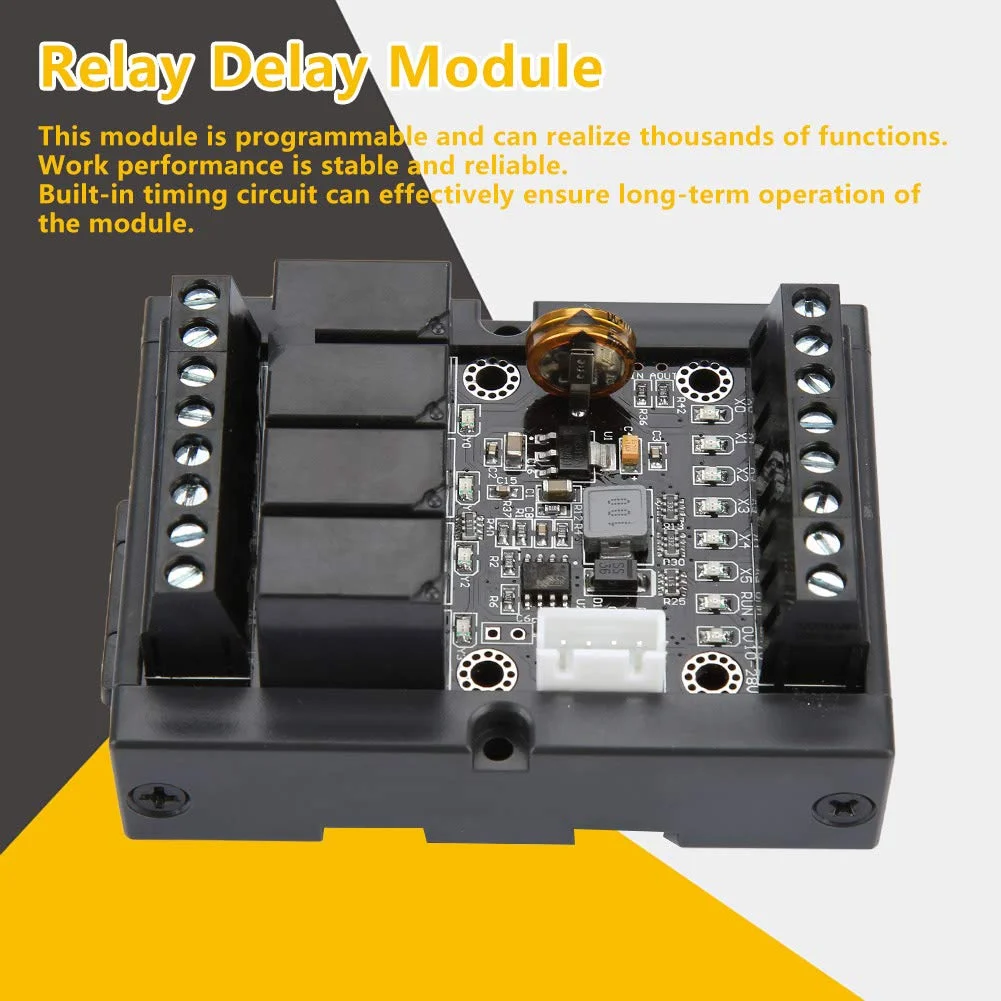 کنترلر منطقی قابل برنامه ریزی Cryfokt PLC FX1N-10MR مشکی 24 ولت DC LCD/LED ماژول خروجی رله
