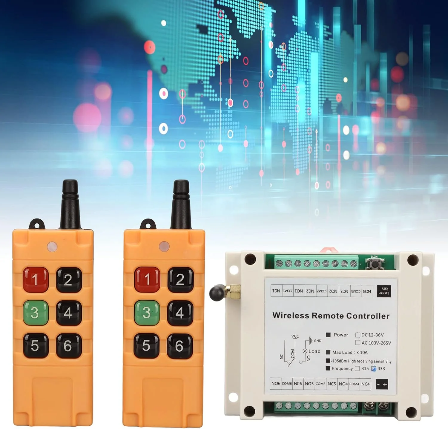 ریموت کنترل صنعتی جرثقیل 6 کلید Bewinner، فرستنده بی سیم، کلید فشاری، رله DC12V 6CH، سوئیچ های کنترل از راه دور RF امن بی سیم، کیت سوئیچ و گیرنده بی سیم ریموت کنترل صنعتی جرثقیل 6 کلید Bewinner، فرستنده بی سیم، کلید فشاری، رله DC12V 6CH، سوئیچ های کنترل از راه دور RF امن بی سیم، کیت سوئیچ و گیرنده بی سیم
