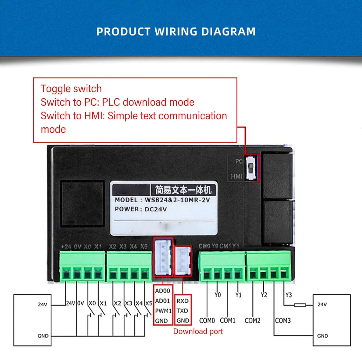 نمایشگر متن PLC HMI FX2N 10MR Cryfokt، مینی PLC با قابلیت اتصال و پخش، کنترلر منطقی قابل برنامه ریزی با نمایشگر، همراه با کابل دانلود USB به TTL، 8 نشانگر وضعیت LED نمایشگر متن PLC HMI FX2N 10MR Cryfokt، مینی PLC با قابلیت اتصال و پخش، کنترلر منطقی قابل برنامه ریزی با نمایشگر، همراه با کابل دانلود USB به TTL، 8 نشانگر وضعیت LED