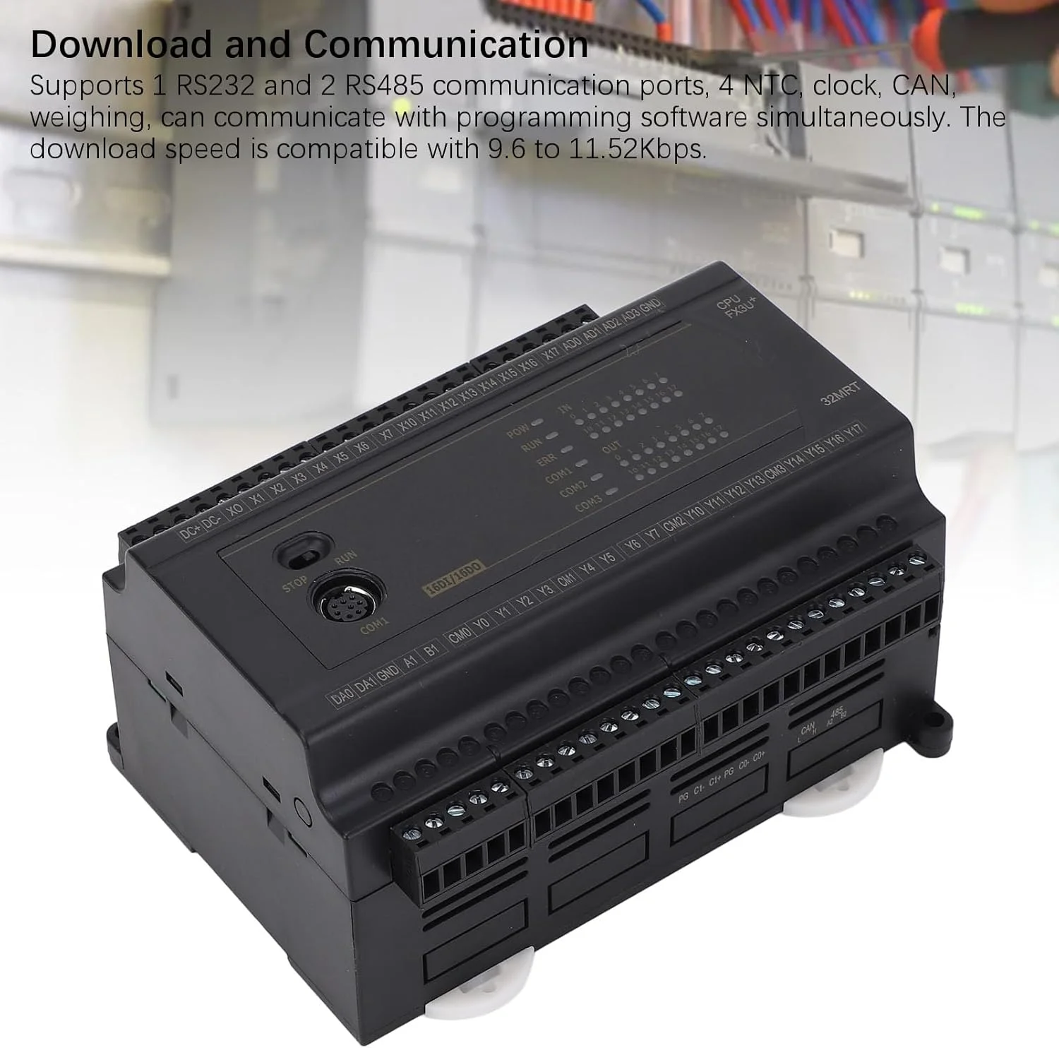 کنترلر منطقی قابل برنامه ریزی Cryfokt PLC، برد کنترل PLC DC24V با 16 ورودی و خروجی، منبع تغذیه 24 ولت DC، برد کنترل صنعتی با RS232، پورت های ارتباطی کنترلر منطقی قابل برنامه ریزی Cryfokt PLC، برد کنترل PLC DC24V با 16 ورودی و خروجی، منبع تغذیه 24 ولت DC، برد کنترل صنعتی با RS232، پورت های ارتباطی