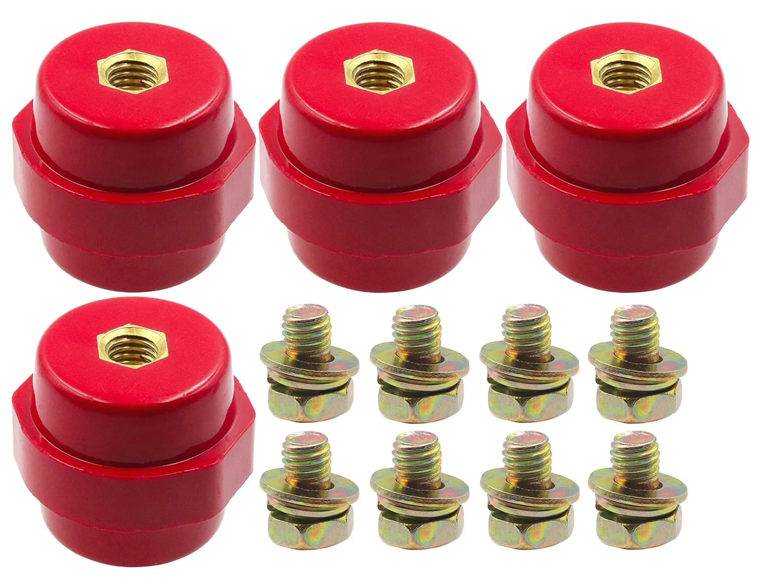 عایق شینه LBY مدل SM-30، عایق های جداکننده پلی استر با پیچ (M8)، نگهدارنده عایق شینه با مقاومت بالا، رزین (قرمز)، 4 عدد عایق شینه LBY مدل SM-30، عایق های جداکننده پلی استر با پیچ (M8)، نگهدارنده عایق شینه با مقاومت بالا، رزین (قرمز)، 4 عدد