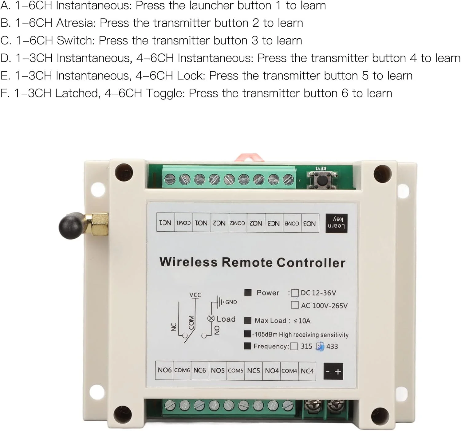 ریموت کنترل صنعتی جرثقیل 6 کلید Bewinner، فرستنده بی سیم، کلید فشاری، رله DC12V 6CH، سوئیچ های کنترل از راه دور RF امن بی سیم، کیت سوئیچ و گیرنده بی سیم ریموت کنترل صنعتی جرثقیل 6 کلید Bewinner، فرستنده بی سیم، کلید فشاری، رله DC12V 6CH، سوئیچ های کنترل از راه دور RF امن بی سیم، کیت سوئیچ و گیرنده بی سیم