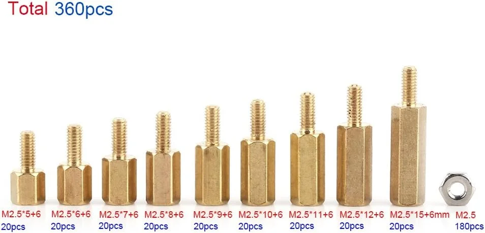 مجموعه 360 عددی مهره های شش گوش، مجموعه استندآف M2.5، ضد آب، رسانایی حرارتی خوب، برای صنایع ماشین آلات، صنایع الکترونیک، تجهیزات تست مجموعه 360 عددی مهره های شش گوش، مجموعه استندآف M2.5، ضد آب، رسانایی حرارتی خوب، برای صنایع ماشین آلات، صنایع الکترونیک، تجهیزات تست