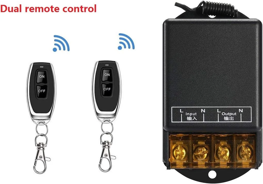 کلید ریموت کنترل بی سیم Szyafei، رله 30 آمپر بی سیم RF با ولتاژ 110V/120V/240V برای لوازم خانگی، پمپ، چراغ های سقفی و تجهیزات الکتریکی با برد طولانی 328 فوت (مشکی)…… کلید ریموت کنترل بی سیم Szyafei، رله 30 آمپر بی سیم RF با ولتاژ 110V/120V/240V برای لوازم خانگی، پمپ، چراغ های سقفی و تجهیزات الکتریکی با برد طولانی 328 فوت (مشکی)……
