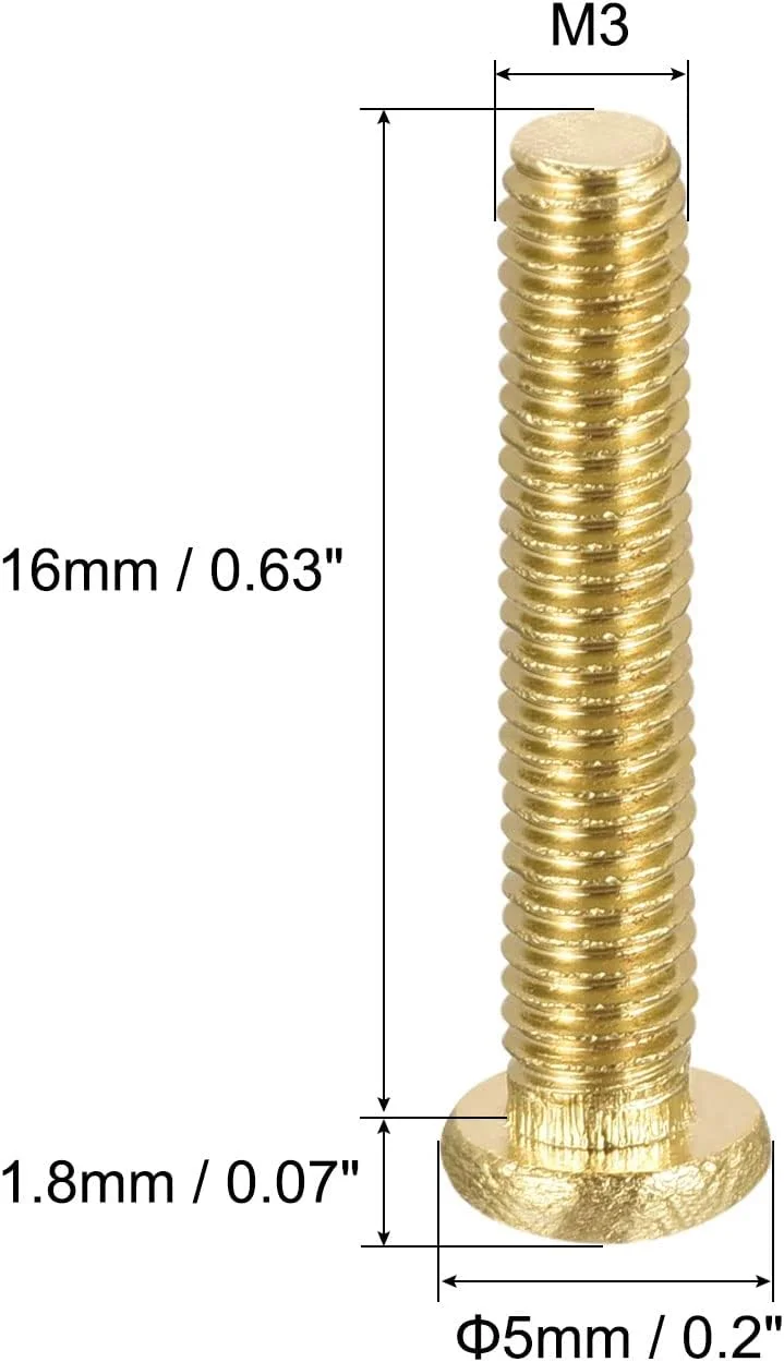 پیچهای ماشینی برنجی uxcell، پیچهای سر گرد فیلیپس M3x16mm برای مبلمان، تجهیزات اداری، الکترونیک 60 عدد پیچهای ماشینی برنجی uxcell، پیچهای سر گرد فیلیپس M3x16mm برای مبلمان، تجهیزات اداری، الکترونیک 60 عدد