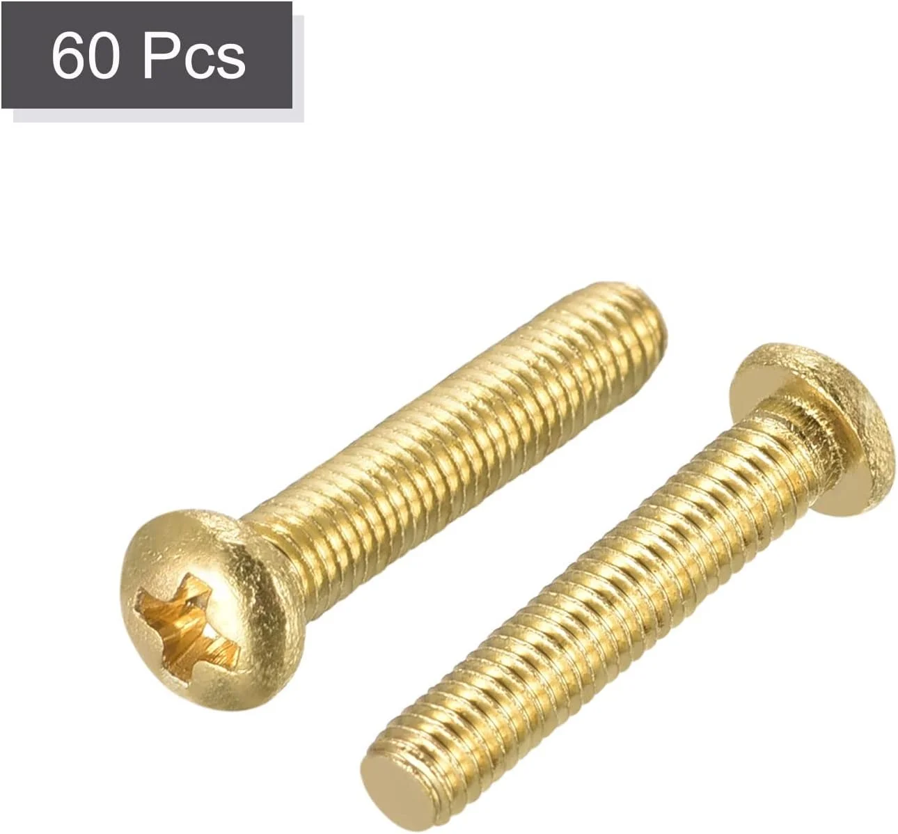 پیچهای ماشینی برنجی uxcell، پیچهای سر گرد فیلیپس M3x16mm برای مبلمان، تجهیزات اداری، الکترونیک 60 عدد پیچهای ماشینی برنجی uxcell، پیچهای سر گرد فیلیپس M3x16mm برای مبلمان، تجهیزات اداری، الکترونیک 60 عدد