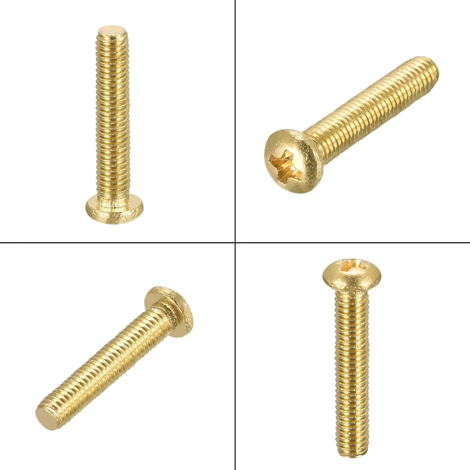 پیچهای ماشینی برنجی uxcell، پیچهای سر گرد فیلیپس M3x16mm برای مبلمان، تجهیزات اداری، الکترونیک 60 عدد پیچهای ماشینی برنجی uxcell، پیچهای سر گرد فیلیپس M3x16mm برای مبلمان، تجهیزات اداری، الکترونیک 60 عدد