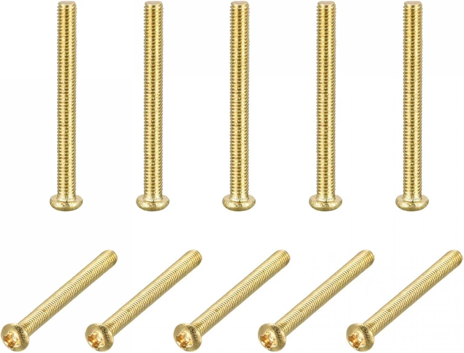 پیچ‌های ماشینی برنجی uxcell، پیچ و مهره‌های سر گرد فیلیپس M3x30mm برای مبلمان، تجهیزات اداری، لوازم الکترونیکی 16 عدد