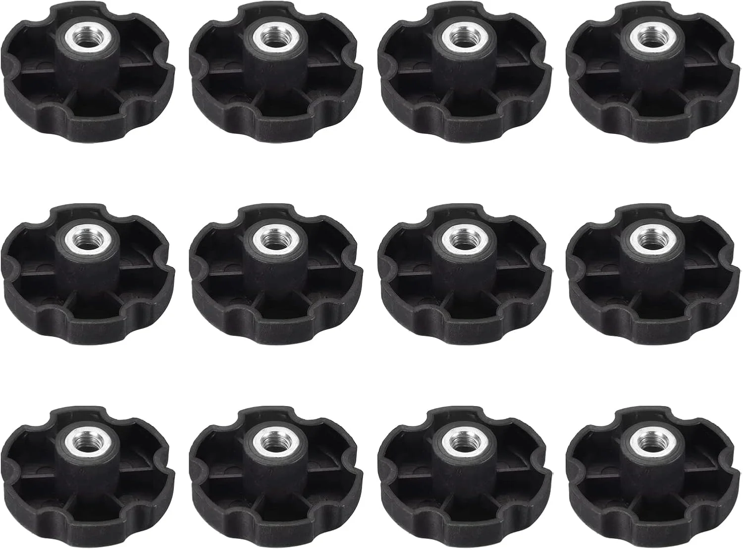 uxcell 12 عدد پیچ‌های دستگیره مادگی، M8 x 49mm پلاستیکی مشکی مهره گیره دستگیره ستاره‌ای برای ماشین‌آلات، صنعت، مبلمان، تجهیزات الکترونیکی