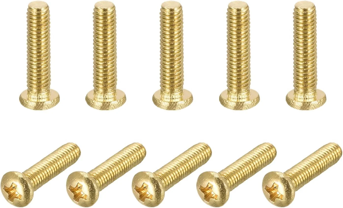 پیچ‌های ماشینی برنجی، M3x12mm پیچ‌های سر گرد فیلیپس برای مبلمان، تجهیزات اداری، الکترونیک 14 عدد