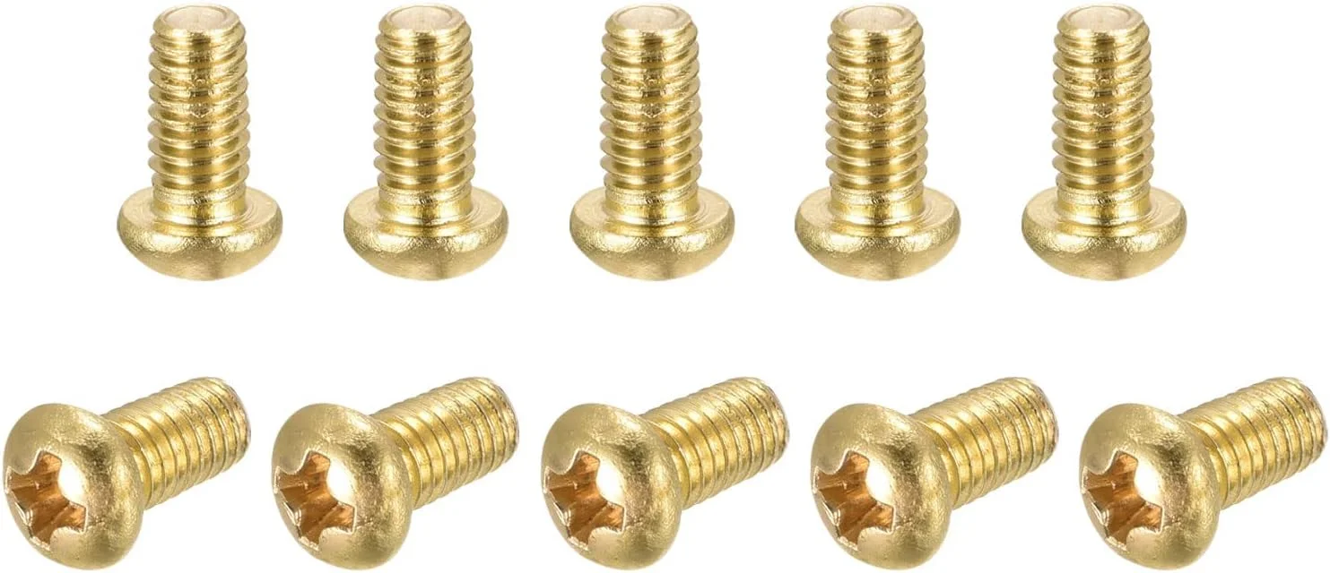 پیچ‌های ماشینی برنجی uxcell، پیچ‌های سر گرد فیلیپس M4x8mm برای مبلمان، تجهیزات اداری، الکترونیک 12 عددی