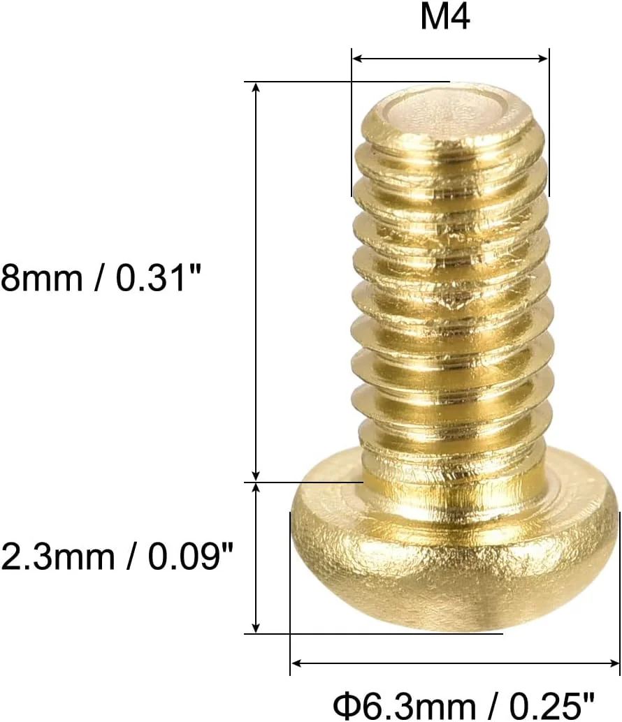 پیچهای ماشینی برنجی uxcell، پیچهای سر گرد فیلیپس M4x8mm برای مبلمان، تجهیزات اداری، الکترونیک 12 عددی پیچهای ماشینی برنجی uxcell، پیچهای سر گرد فیلیپس M4x8mm برای مبلمان، تجهیزات اداری، الکترونیک 12 عددی