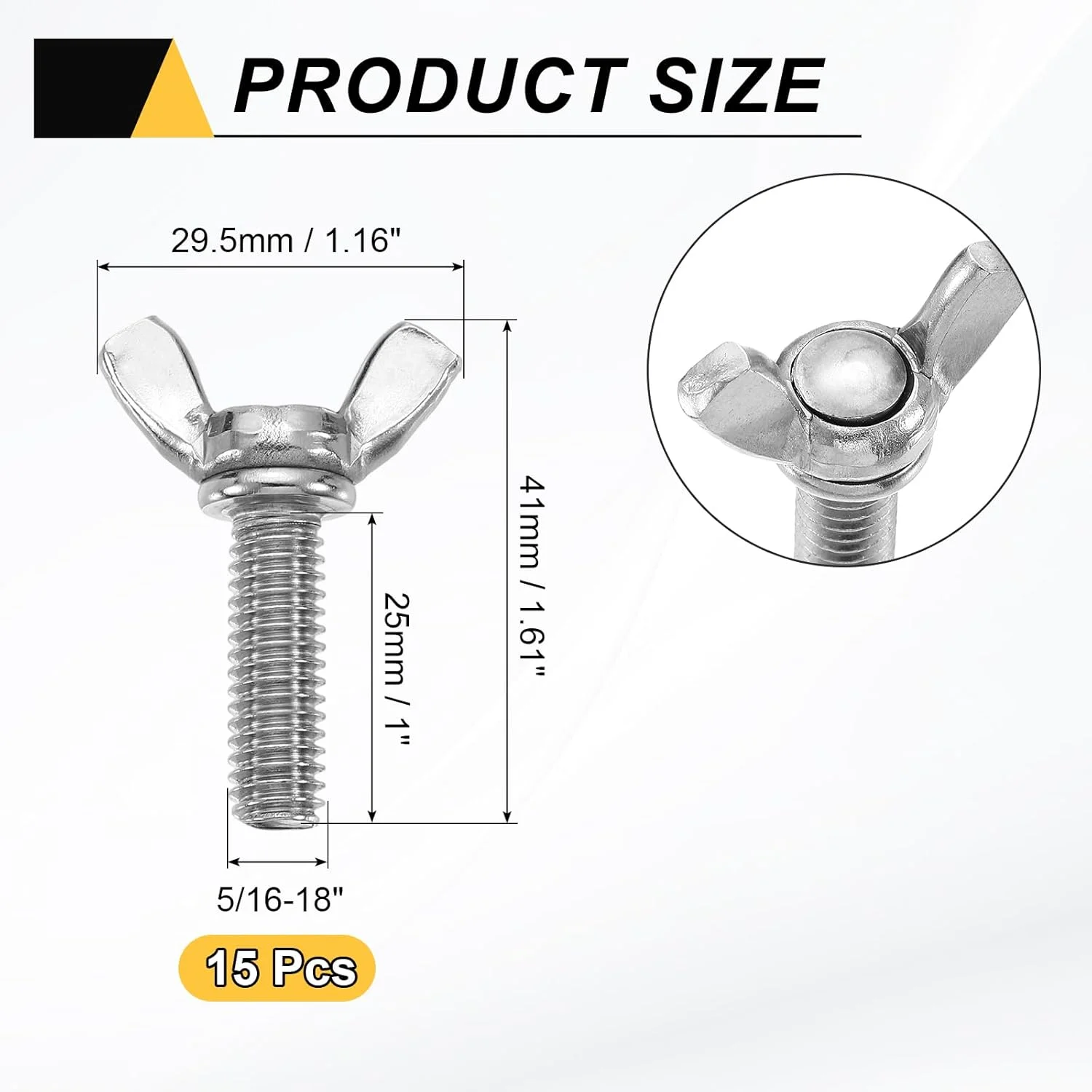 uxcell 15 عدد پیچ و مهره پروانه ای بالدار 5/16-18 اینچ در 1 اینچ، بست فلزی ماشین از جنس استنلس استیل 304، پیچ های دستی شست برای تجهیزات الکترونیکی، نقره ای uxcell 15 عدد پیچ و مهره پروانه ای بالدار 5/16-18 اینچ در 1 اینچ، بست فلزی ماشین از جنس استنلس استیل 304، پیچ های دستی شست برای تجهیزات الکترونیکی، نقره ای