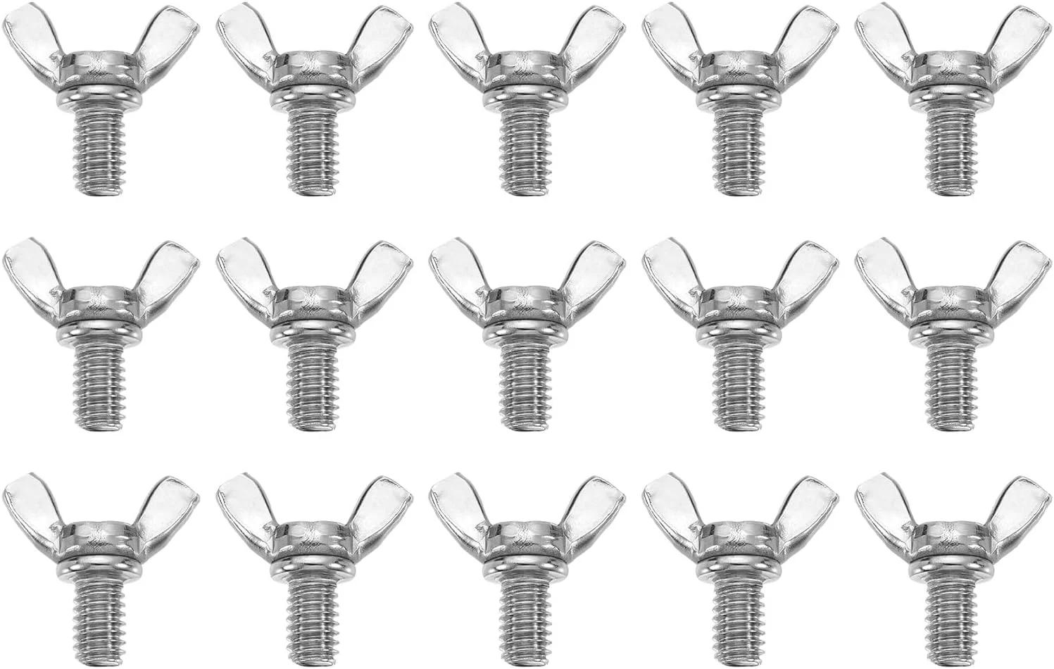 uxcell 15 عدد پیچ و مهره پروانه ای بالدار 5/16-18 اینچ در 1/2 اینچ، بست ماشین از جنس استنلس استیل 304، پیچ های دستی شست برای تجهیزات الکترونیکی، نقره ای