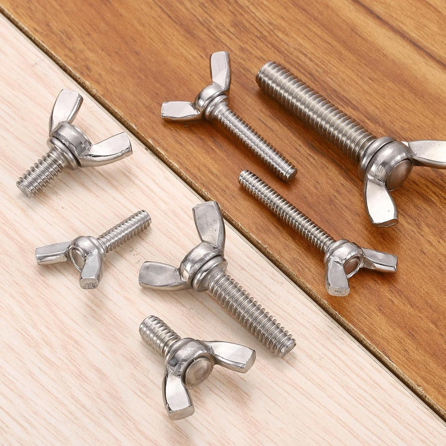 uxcell 15 عدد پیچ و مهره پروانه ای بالدار 3/16-24 اینچ x 1-1/4 اینچ، بست فلزی ماشین از جنس استنلس استیل 304، پیچ های دستی شست برای تجهیزات الکترونیکی، نقره ای