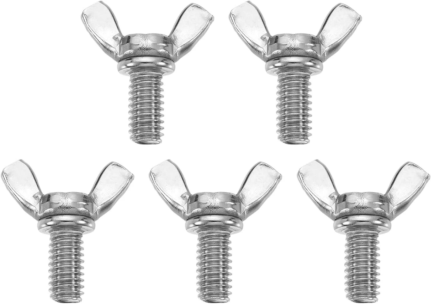 uxcell 5 عدد پیچ و مهره پروانه ای بالدار 5/16-18 اینچ در 5/8 اینچ، بست ماشین آلات فولادی ضد زنگ 304، پیچ های دستی شست برای تجهیزات الکترونیکی، نقره ای