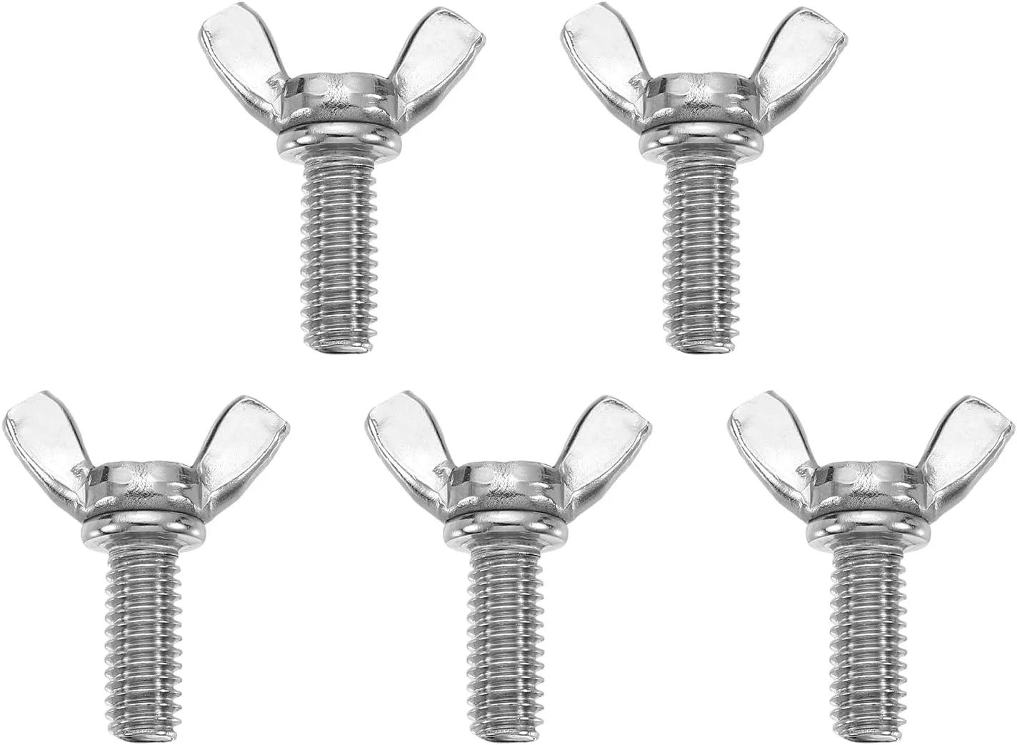 uxcell 5 عدد پیچ و مهره پروانه ای بالدار 5/16-18 اینچ x 3/4 اینچ، بست فلزی ماشین از جنس استنلس استیل 304، پیچ های دستی شست برای تجهیزات الکترونیکی، نقره ای