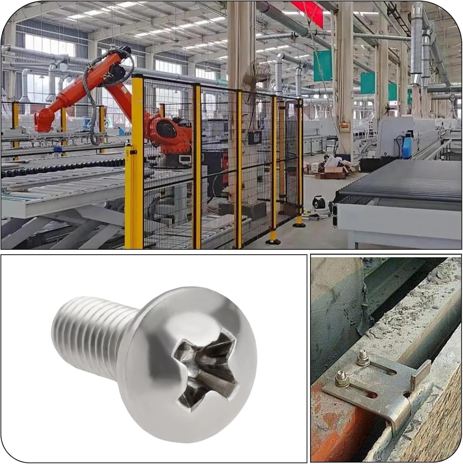 پیچ ​​ماشین سر تخت شیاردار eMagTech، 10 عددی، رزوه UNF 3/16 اینچ، پیچ ​​های شیاردار سر گرد ​​فولاد ضد زنگ 304 برای نجاری، تجهیزات اداری، الکترونیک