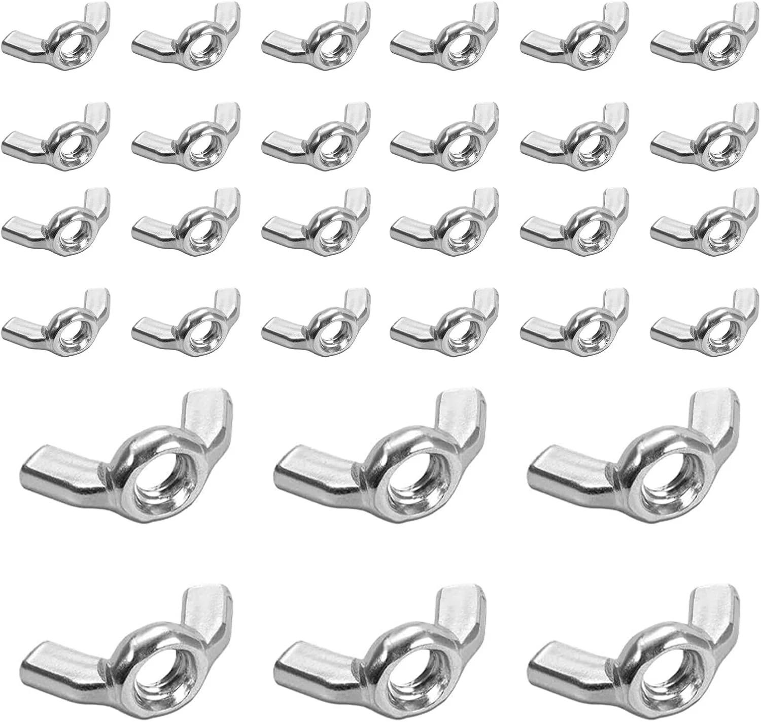 مهره پروانه ای M6 ZWWOGE، 30 عدد مهره پروانه ای استیل ضد زنگ، پیچ M6، برای ابزارهای DIY و تجهیزات الکترونیکی
