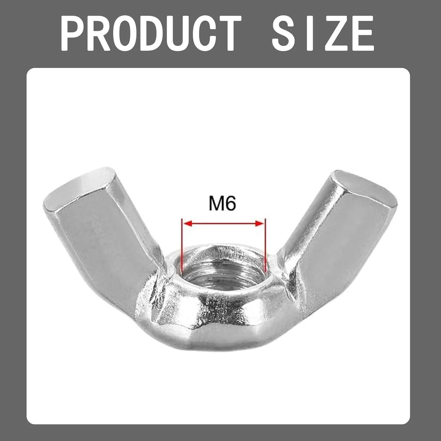 مهره پروانه ای M6 ZWWOGE، 30 عدد مهره پروانه ای استیل ضد زنگ، پیچ M6، برای ابزارهای DIY و تجهیزات الکترونیکی
